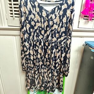 Black and Beige Patterned Dress